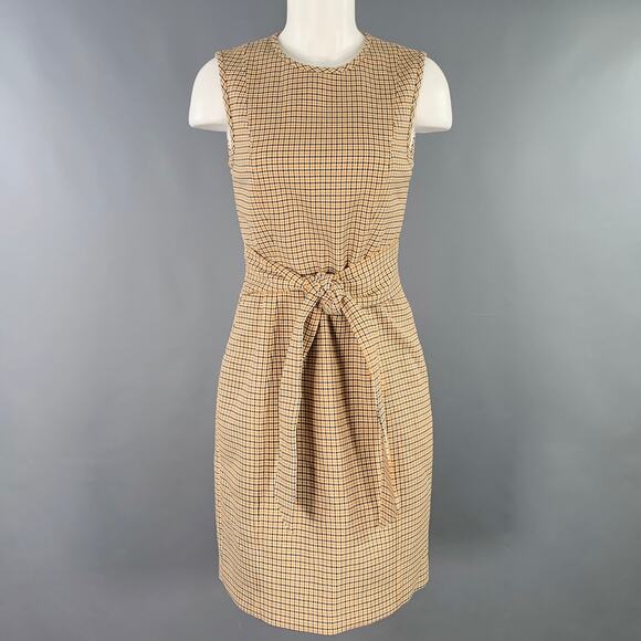 TOCCIN(NY) Size 4 Beige Black Polyester Blend Checkered Sleeveless Dress - Picture 1 of 6